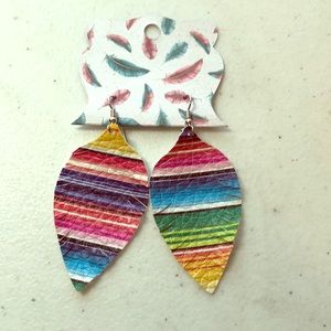 Serape print feather earrings
